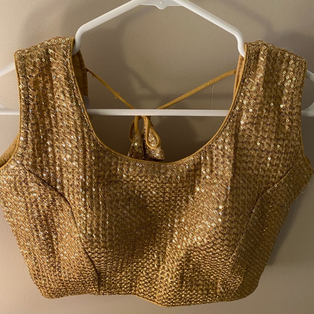 Gold sequin crop top